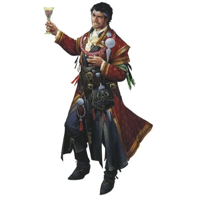 Portrait of Governor-Mayor Lanod Neff raising a toast with a glass of wine